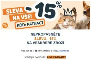 Akční leták pet center, platný od 2024-11-04 do 2024-11-10.