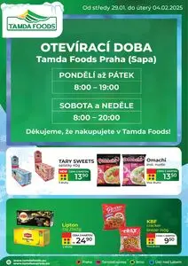 Akční leták Tamda Foods, platný od 2025-01-29 do 2025-02-04.