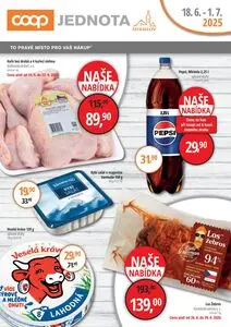 Akční leták COOP JEDNOTA, platný od 2025-06-18 do 2025-07-01.
