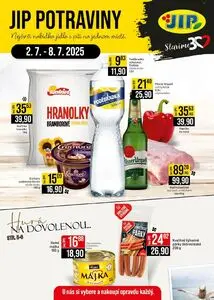 Akční leták JIP, platný od 2025-07-02 do 2025-07-08.