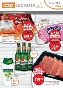 Akční leták COOP JEDNOTA, platný od 2025-07-16 do 2025-07-29.