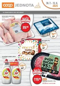 Akční leták COOP JEDNOTA, platný od 2025-07-30 do 2025-08-12.