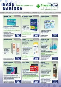 Akční leták PharmaPoint, platný od 2025-07-01 do 2025-08-31.