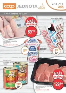 Akční leták COOP JEDNOTA, platný od 2025-08-27 do 2025-09-09.