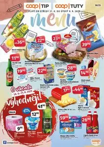 Akční leták COOP TUTY, platný od 2025-08-27 do 2025-09-09.
