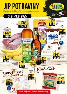 Akční leták JIP, platný od 2025-09-03 do 2025-09-09.