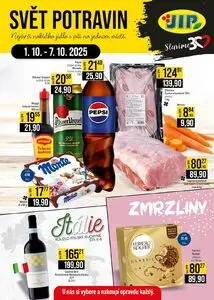 Akční leták JIP, platný od 2025-10-01 do 2025-10-07.