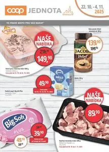Akční leták COOP JEDNOTA, platný od 2025-10-22 do 2025-11-04.