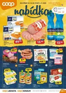 Akční leták COOP, platný od 2025-10-22 do 2025-11-04.