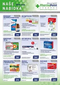 Akční leták PharmaPoint, platný od 2026-02-01 do 2026-02-28.