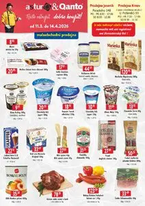 Akční leták Astur & Qanto, platný od 2026-03-11 do 2026-04-14.