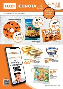 Akční leták COOP JEDNOTA, platný od 2026-10-21 do 2026-11-03.